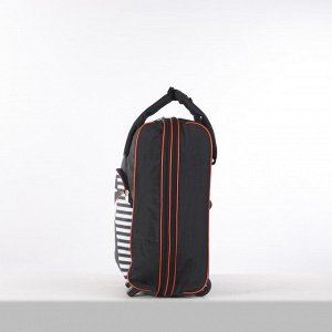 Чемодан малый 20" с сумкой, отдел на молнии, с расширением, цвет чёрный