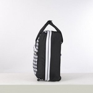 Чемодан малый 20", с сумкой, отдел на молнии, с расширением, цвет чёрный