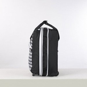 Чемодан малый 20", с сумкой, отдел на молнии, с расширением, цвет чёрный