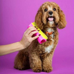 Расческа для животных (кошек и собак) Pet Teezer Detangling & Dog Grooming Brush Pink & Yellow