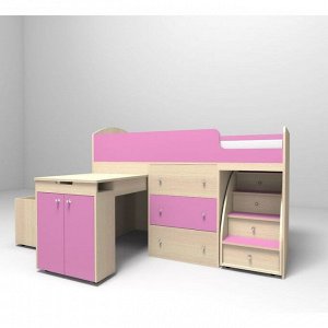 Кровать-чердак Ярофф Малыш 800x1800 дуб молочный розовый