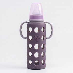 Бутылочка в силиконовом чехле, стекло, 240 мл., цвет МИКС для девочки