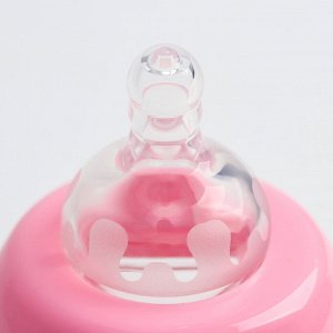 Бутылочка для кормления, стекло, 150 мл., цвет розовый