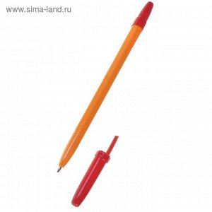 Ручка шариковая WX-583, 0.5 мм, стержень красный, корпус оранжевый с красным колпачком