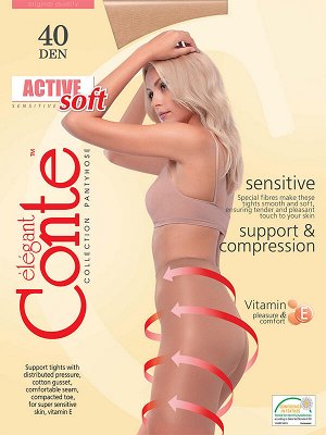 Колготки Active Soft 40 (Conte) с распределенным давлением по ноге, с витамином Е + носки жен. SOLO 40 (промо)