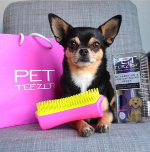 Расческа для животных (кошек и собак) Pet Teezer Detangling & Dog Grooming Brush Pink & Yellow