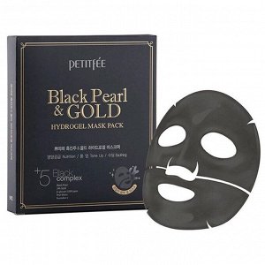 PETITFEE НАБОР Гидрогелевая маска для лица ЖЕМЧУГ/ЗОЛОТО Black Pearl & Gold Hydrogel Mask Pack, 5 шт