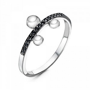 Серебряное кольцо с черными фианитами - 1284