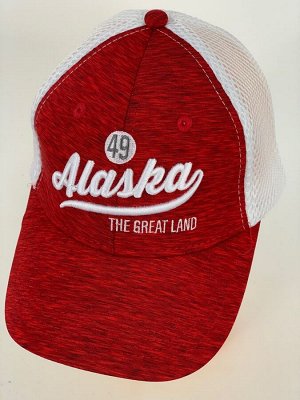 Бейсболка Красная бейсболка Alaska с белой сеткой и вышивкой  №5150