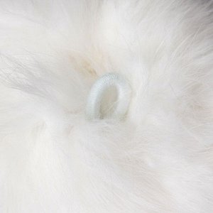 Помпон из натурального меха зайца, размер 1 шт: 8 см, цвет белый