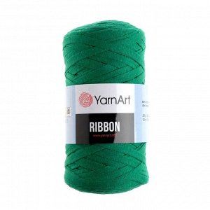 Пряжа-шнур "Ribbon" 40% полиэстер, 60% хлопок 125м/250гр (759 зелёный)
