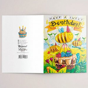 Открытка дизайн Happy Birthday Пчела