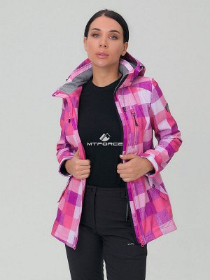 Женский осенний весенний костюм спортивный softshell розового цвета 01923R