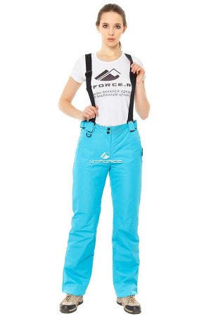 Женские зимние горнолыжные брюки голубого цвета 818Gl