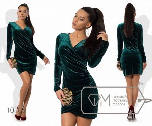 Платье-футляр мини облегающее из бархата 10105 Фабрика Моды