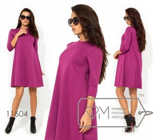 Платье-мини покроя трапеция с рукавами 7/8 и застежкой молнией вдоль спинки Фабрика Моды 11604