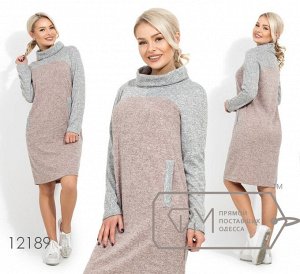 Платье-мешок двуцветное с воротником-хомут Фабрика Моды 12189