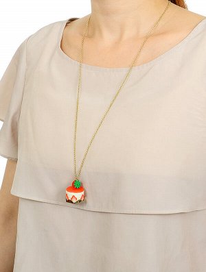 Колье N2 Цепь,подвеска клубнично-кремовый торт