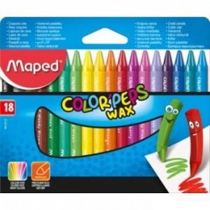 Мелки восковые 18цв COLOR'PEPS WAX 861012 к/уп трехграные Maped {Китай}