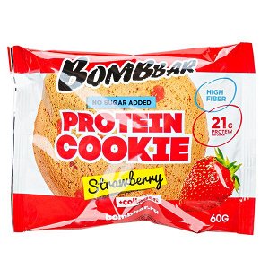 Печенье Bombbar протеиновое с коллагеном Strawberry 60 г 1 уп.х 10 шт.