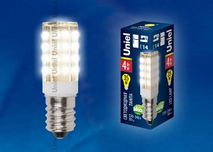 Лампа для холодильника и швейной машины светодиодная  LED-Y16-4W/WW/E14/CL PLZ04WH. Прозрачная колба. Цвет свечения теплый белый.