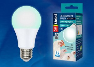 Лампа для бройлеров (для птиц) светодиодная диммируемая  LED-A60-9W/SCBG/E27/FR/DIM IP65 PLO65WH. Спектр синий и зеленый.