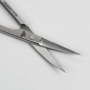 Ножницы маникюрные, узкие, загнутые, 9 см, цвет матовый серебристый, RN 019