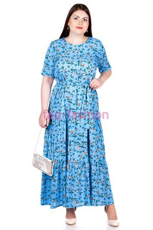 Платье БР Tana Мелкие цветы на голубом