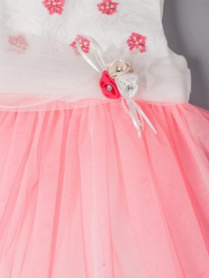 Платье нарядное для девочки, с поясом, цветочки, розовый 2-6 лет