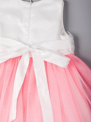 Платье нарядное для девочки, с поясом, цветочки, розовый 2-6 лет