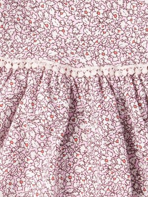 Платье трикотажное с коротким рукавом для девочки, белые цветочки, светло-розовый Рост 92