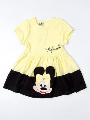 Платье трикотажное для девочки мышка с бантиком, желтый 98-3y