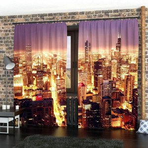 Фотошторы «Огни ночного мегаполиса», размер 145 х 260 см, габардин