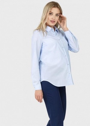 Блузка (рубашка) с длинным рукавом для беременных и кормления "Арина"; голубой