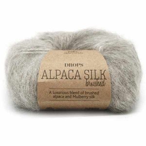 Пряжа DROPS Brushed Alpaca Silk Цвет.02 Светло-серый