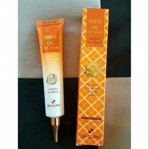 Крем  3W Clinic на основе экстракта лошадиного масла для век Horse Oil Whithening & Anti Wrinkle Eye Cream
