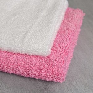Полотенце-леденец 30 см x 30 см, бело-розовое