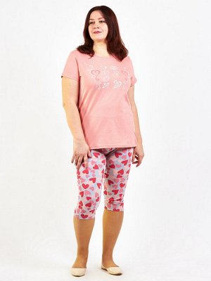 Комплект женский (туника/брюки) Розовый, Серый меланж