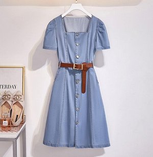 Джинсовое платье,голубой