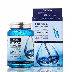 FarmStay Сыворотка с гиалуроновой кислотой и коллагеном All In One Collagen and Hyaluronic Ampoule
