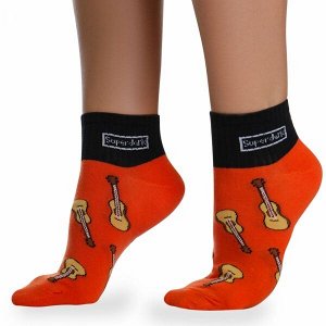 Носки хлопковые с ярким принтом " Super socks B126-3 " оранжевые р:37-41