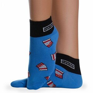 Носки хлопковые с ярким принтом " Super socks B126-3 " синие р:37-41