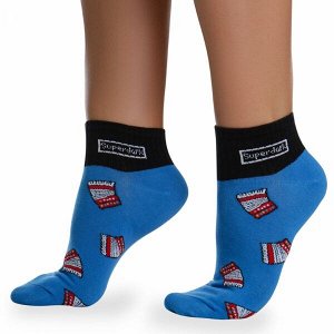 Носки хлопковые с ярким принтом " Super socks B126-3 " синие р:37-41