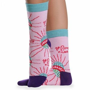 Носки хлопковые с ярким принтом " Super socks LTB-208 " розовые р:37-43