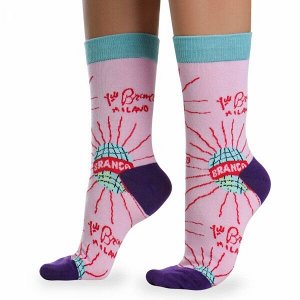 Носки хлопковые с ярким принтом " Super socks LTB-208 " розовые р:37-43