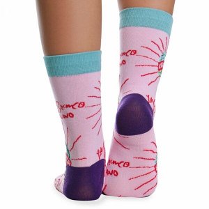 Носки хлопковые с ярким принтом " Super socks LTB-208 " розовые р:37-43