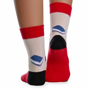 Носки хлопковые с оригинальным принтом " Super socks LTB-205 " красные р:37-43