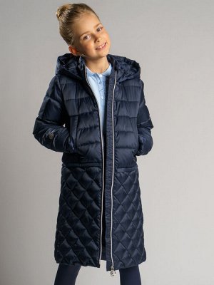 Пальто текстильное для девочек темно-синий