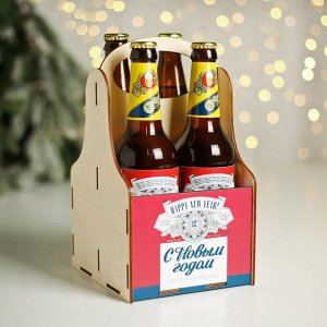 Ящик для пива с наклейками "С Новым годом", 28 х 16 х 16 см