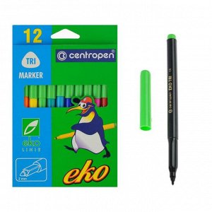 Фломастеры 12 цветов Centropen 2560 EKO, 2.0 мм пищевые чернила, картонная упаковка, европодвес